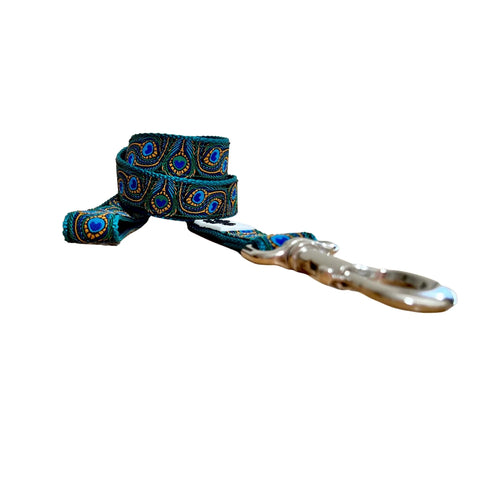 Peacock Feather Dog Lead / Leash - Hand Made by The Bark Side