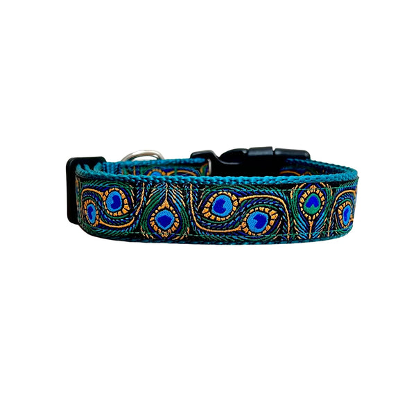 Peacock Feather Dog Collar - Hand Made by The Bark Side