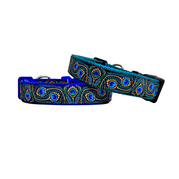 Peacock Feather Dog Collar - Hand Made by The Bark Side