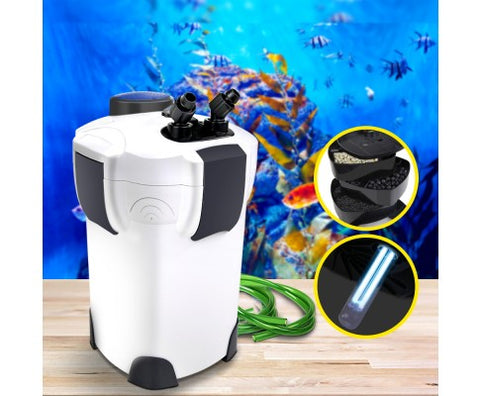 Aquarium External Canister Filter Aqua Fish Tank UV Light with Media Kit 2400L/H
