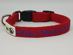 Doggie ID Collar Bamboo Fibre Fleece Padded Personalised Embroidered