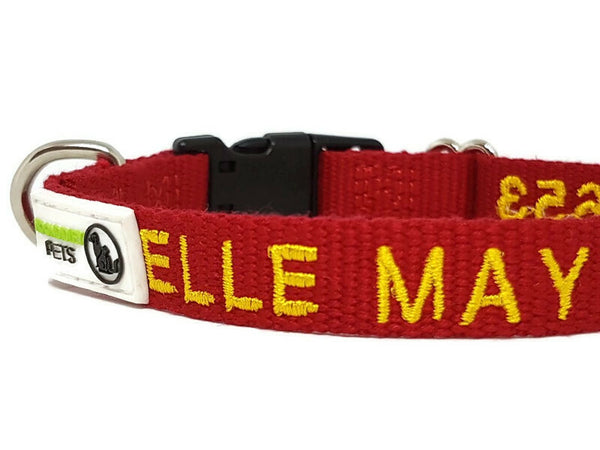 Doggie ID Collar Bamboo Fibre Personalised Embroidered