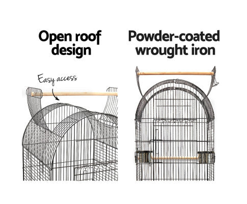 i.Pet Large Parrot Pet Aviary Bird Cage w/Open Roof 150cm Black A100