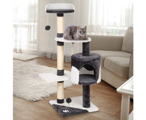 i.Pet Cat Scratcher Pole 112cm- White and Grey