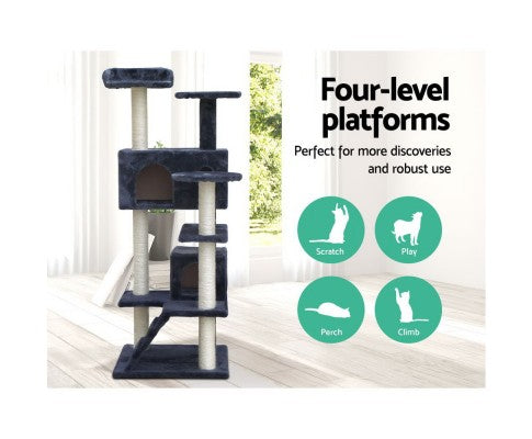 i.Pet Cat Tree 134cm Trees Scratching Post Scratcher Tower Condo House Furniture Wood