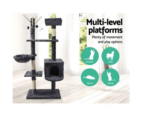 i.Pet Cat Tree Trees Scratching Post Scratcher Toys Condo House Furniture Wood 140cm