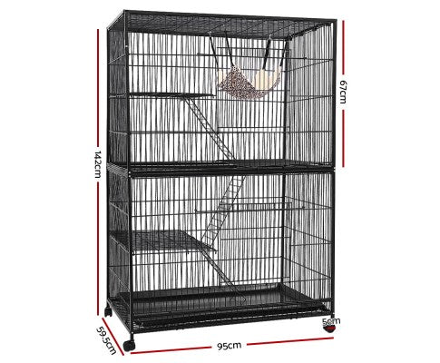 i.Pet 4 Level Rabbit Cage Bird Ferret Parrot Aviary Castor 142cm
