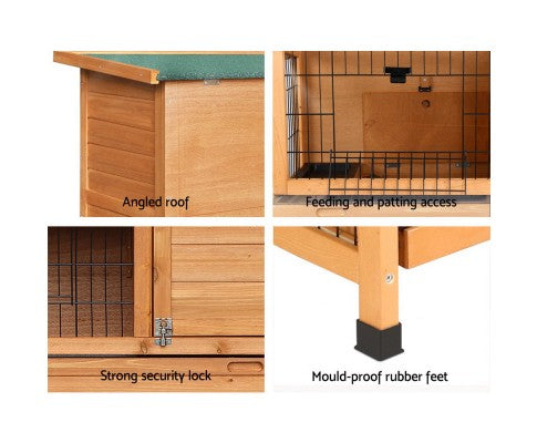 i.Pet Rabbit Hutch Large Metal Run Wooden Cage Waterproof Outdoor Pet Chicken Coop Guinea Pig Ferret 91.5cm x 46cm x 116.5cm