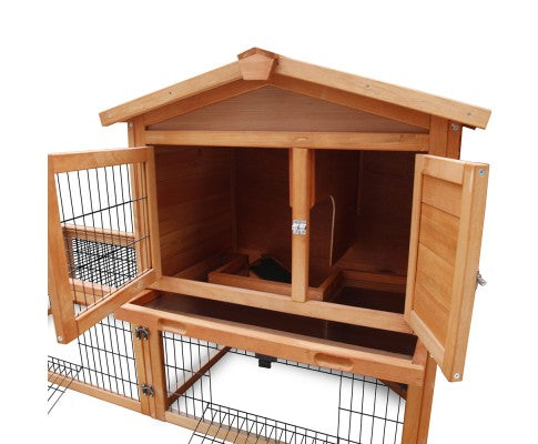 i.Pet Wooden Rabbit Chicken Guinea Pig Hutch with Tray 155cm