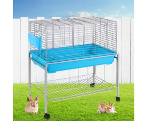 i.Pet 80cm Rabbit Cage Hutch Cages Indoor Enclosure Carrier Bunny Blue