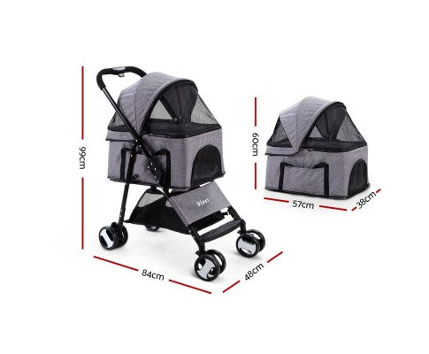 i.Pet Pet Stroller Dog Carrier Foldable Pram 3 IN 1 Middle Size