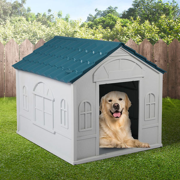 Dog Kennel Outdoor Indoor Pet Plastic Garden House Weatherproof Outside PaWz