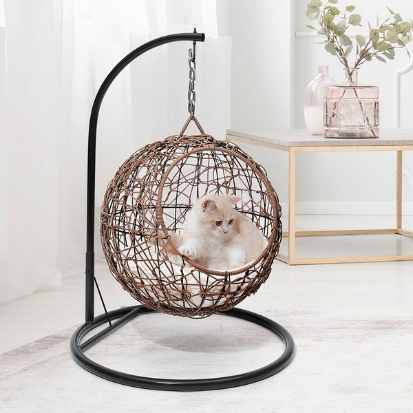 Rattan Cat Beds Elevated Puppy Wicker Hanging Basket Swinging Egg Chair PaWz