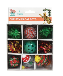 Christmas Cat Toy Box 9pk 15.5x21.5cm - Kitty Play