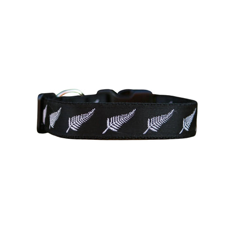 Silver Ferns Dog Collar - New Zealand - Hand Made by The Bark Side