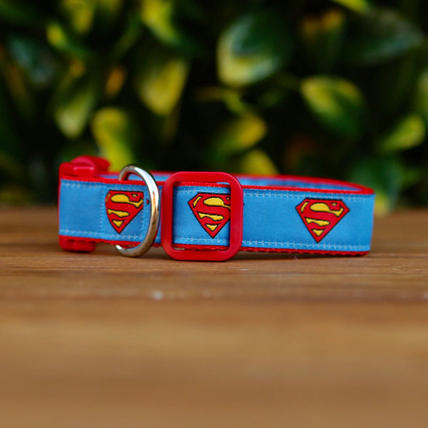 Superman Dog Collar - Hand Made by The Bark Side