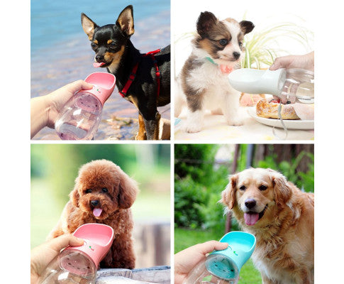 Pet Travel Water Bottle Portable Dogs Drinking Feeder Leak-Proof Dispenser - Blue