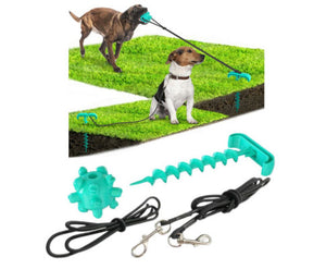 Portable Dog Tie-out Stick Set Outdoor Interactive Tug of War Toy