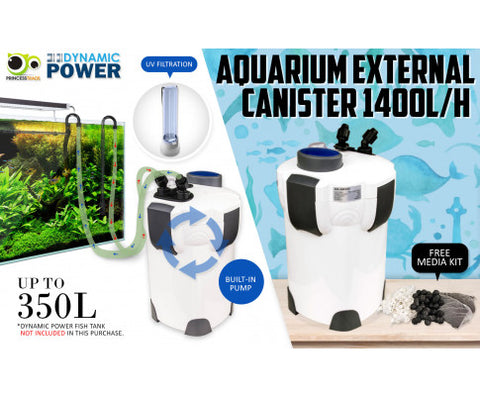 Dynamic Power Aquarium UV Light External Canister Filter L/H + Media Kit