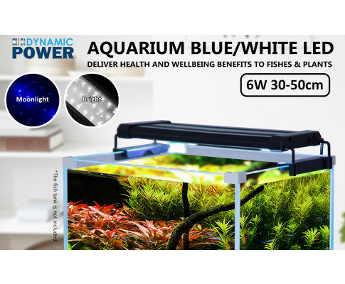 Dynamic Power 6W Aquarium Blue White LED Light for Tank 30-50cm
