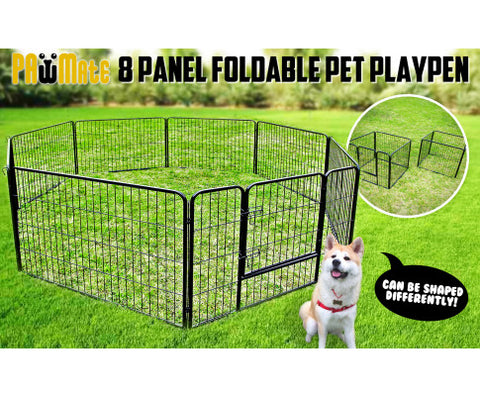 Paw Mate Pet Playpen Heavy Duty 8 Panel Foldable Dog Exercise Enclosure Fence Cage