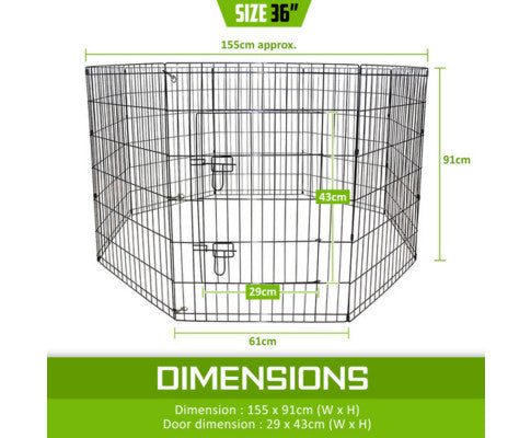 Paw Mate Pet Playpen 8 Panel Foldable Dog Exercise Enclosure Fence Cage