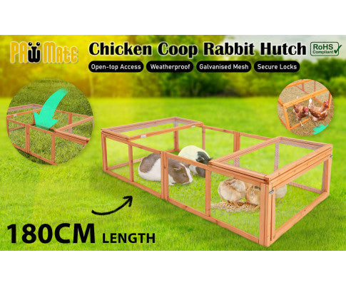 Paw Mate 180 x 90 x 48cm Chicken Coop Run Extension Rabbit Hutch Cage