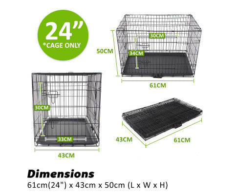 Paw Mate Wire Dog Cage Foldable Crate Kennel with Tray