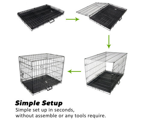 Paw Mate Wire Dog Cage Foldable Crate Kennel with Tray + Cushion Mat Combo
