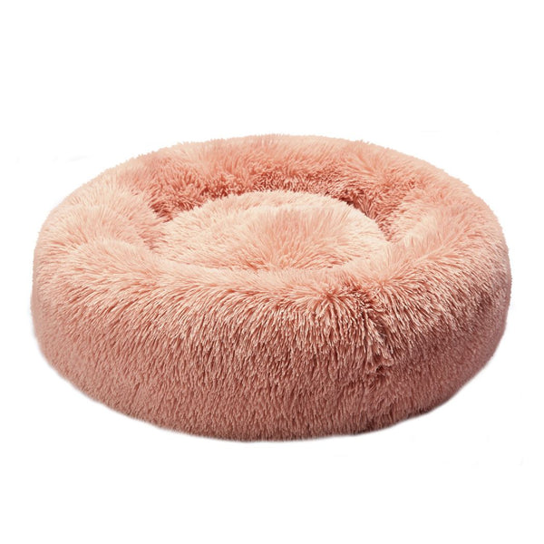 Pet Bed Cat Dog Donut Nest Calming Deep Sleeping Pink