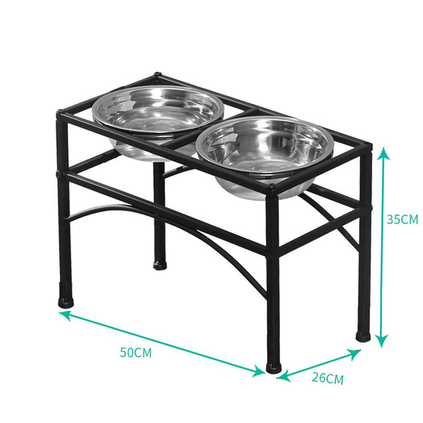 PaWz Dual Elevated Raised Pet Dog Feeder Bowl Stainless Steel Food Water Stand