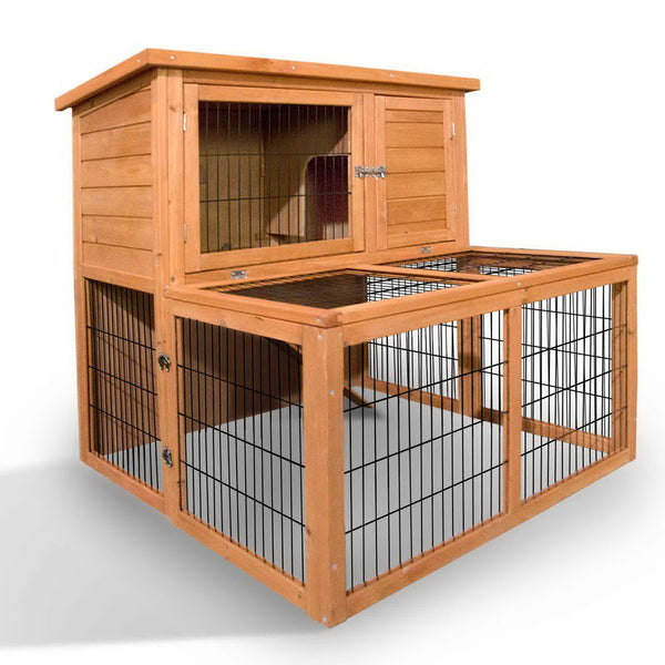 2 Storey Wooden Rabbit Hutch Chicken Coop Guinea Pig Cage
