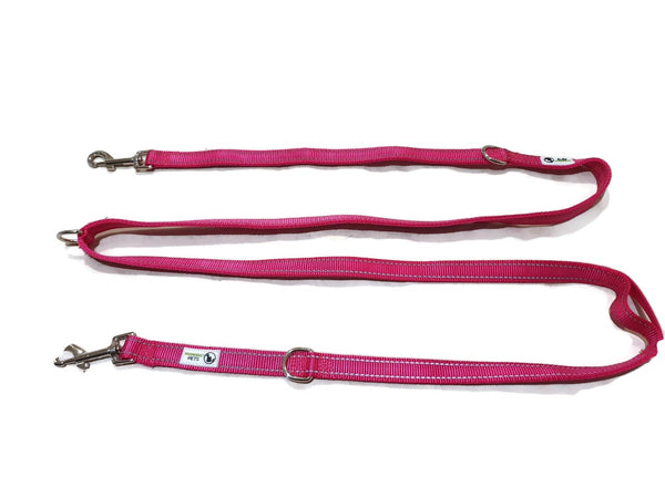 Multi Dog Lead - Nylon w/Reflective Stitching - Double Clip ,Coupler, Waist Belt, Short/Long, Quicktie Moondidley Pets